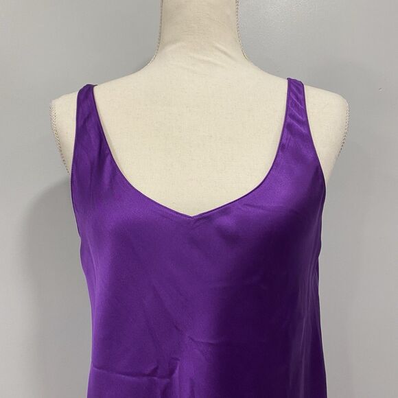 WORTH NY 12 NWT Purple Silk Long Babydoll Camisole Top Coquette Girl Deadstock - Picture 2 of 16